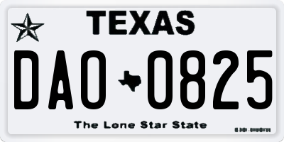 TX license plate DAO0825