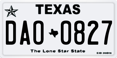 TX license plate DAO0827