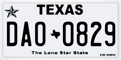 TX license plate DAO0829