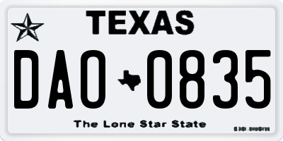 TX license plate DAO0835