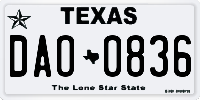 TX license plate DAO0836
