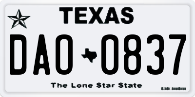 TX license plate DAO0837