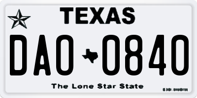 TX license plate DAO0840