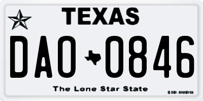 TX license plate DAO0846