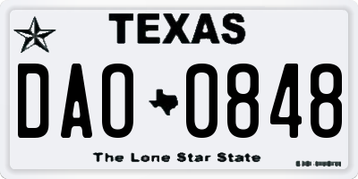 TX license plate DAO0848