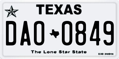 TX license plate DAO0849