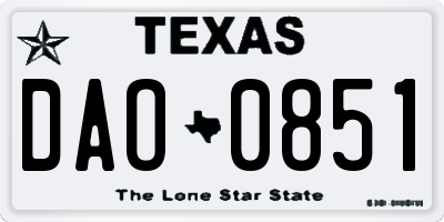 TX license plate DAO0851