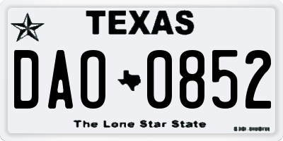 TX license plate DAO0852