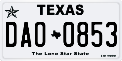 TX license plate DAO0853