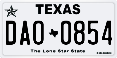 TX license plate DAO0854