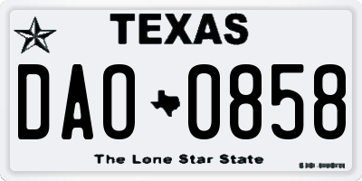 TX license plate DAO0858