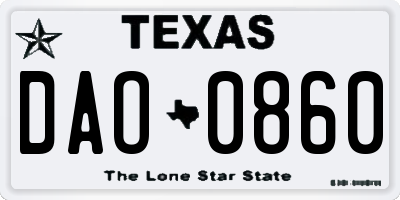 TX license plate DAO0860