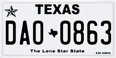 TX license plate DAO0863