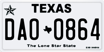 TX license plate DAO0864