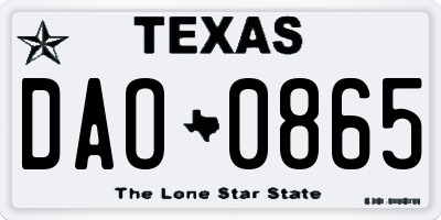 TX license plate DAO0865