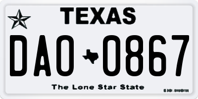 TX license plate DAO0867