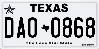 TX license plate DAO0868