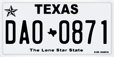 TX license plate DAO0871