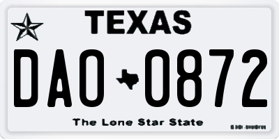 TX license plate DAO0872