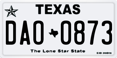 TX license plate DAO0873