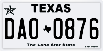 TX license plate DAO0876