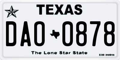 TX license plate DAO0878