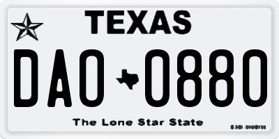 TX license plate DAO0880