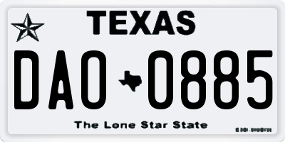 TX license plate DAO0885
