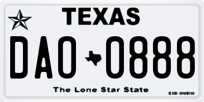 TX license plate DAO0888