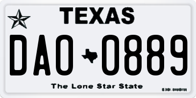 TX license plate DAO0889