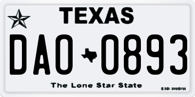 TX license plate DAO0893