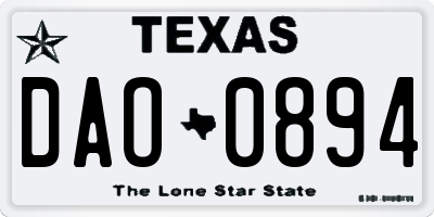 TX license plate DAO0894