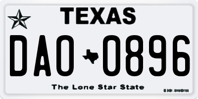 TX license plate DAO0896
