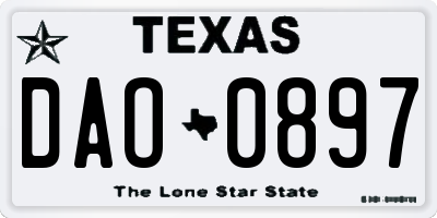 TX license plate DAO0897