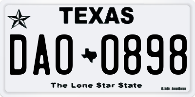 TX license plate DAO0898