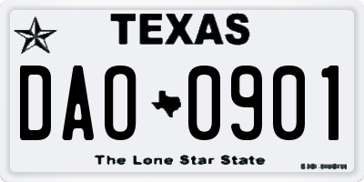 TX license plate DAO0901