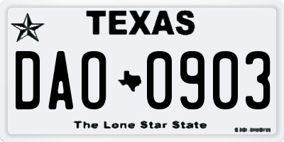 TX license plate DAO0903