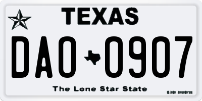 TX license plate DAO0907