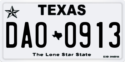 TX license plate DAO0913