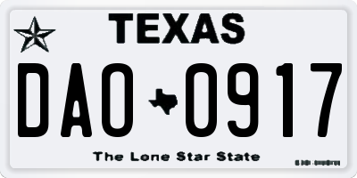 TX license plate DAO0917
