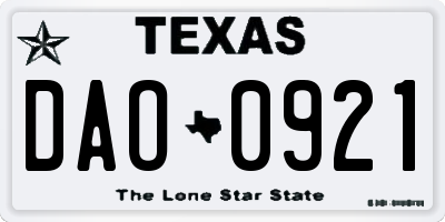 TX license plate DAO0921