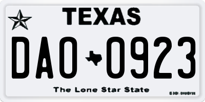 TX license plate DAO0923