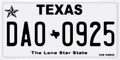 TX license plate DAO0925