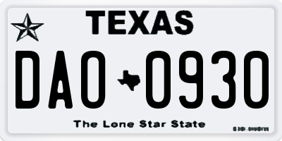 TX license plate DAO0930