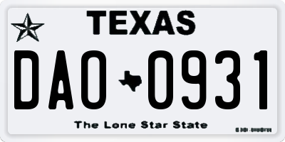 TX license plate DAO0931