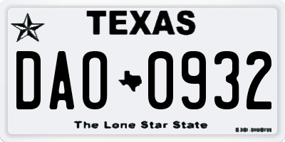 TX license plate DAO0932