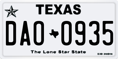 TX license plate DAO0935