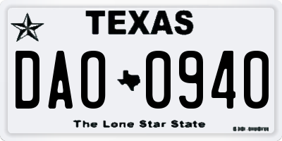TX license plate DAO0940