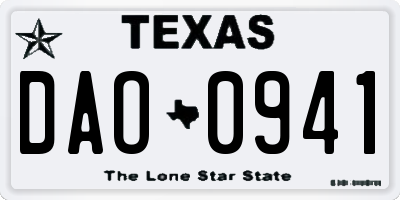 TX license plate DAO0941