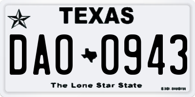 TX license plate DAO0943